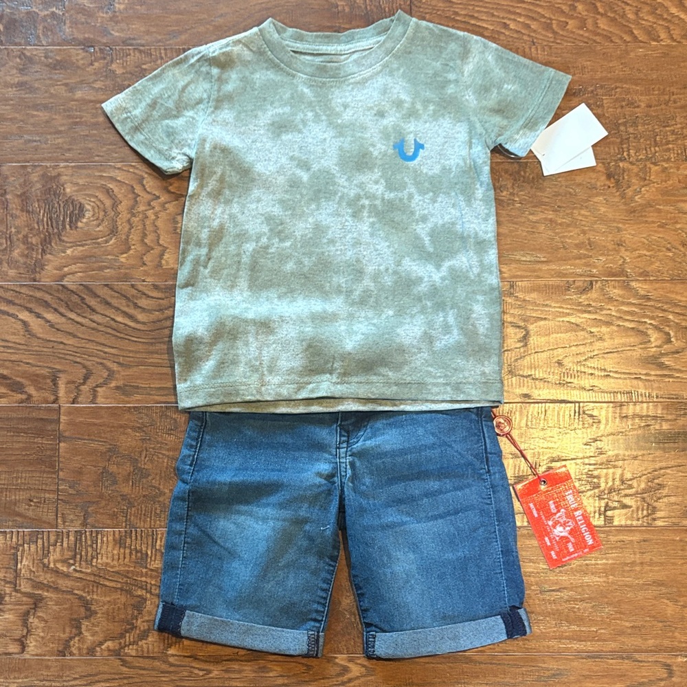 True Religion Olive Tie-Dye Kids Tee